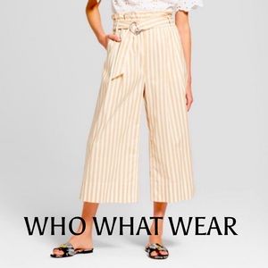 Who What Wear Striped Wide Leg Crop Pants